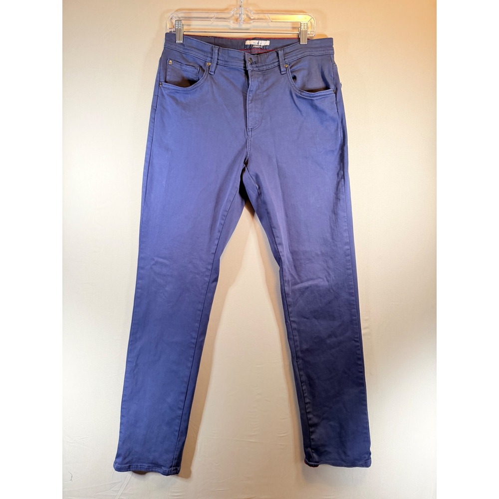 Johnnie-O Mens 32x32 Blue 5-Pocket Straight Leg Stretch Pants Cotton Blend